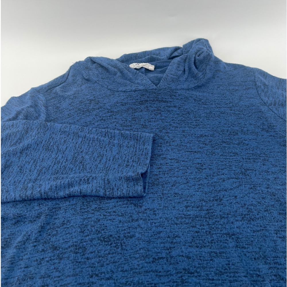For The Republic Hoodie Womens Blue Space Dye High Low Pullover Sweater